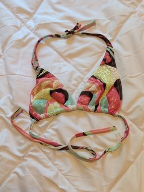 Multicolor Sequin Triangle Bikini Top - Small Cup Size M
